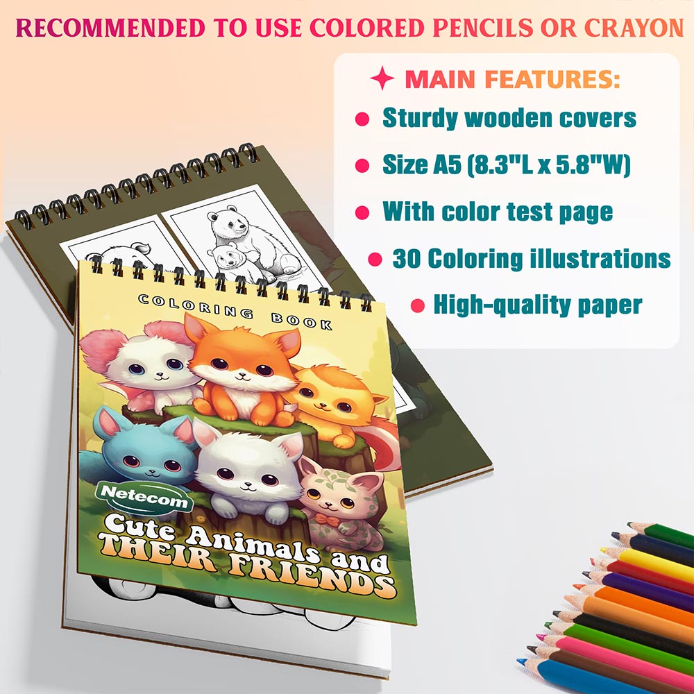 Netecom Cute Animals and Their Friends Coloring Sheets For Adults