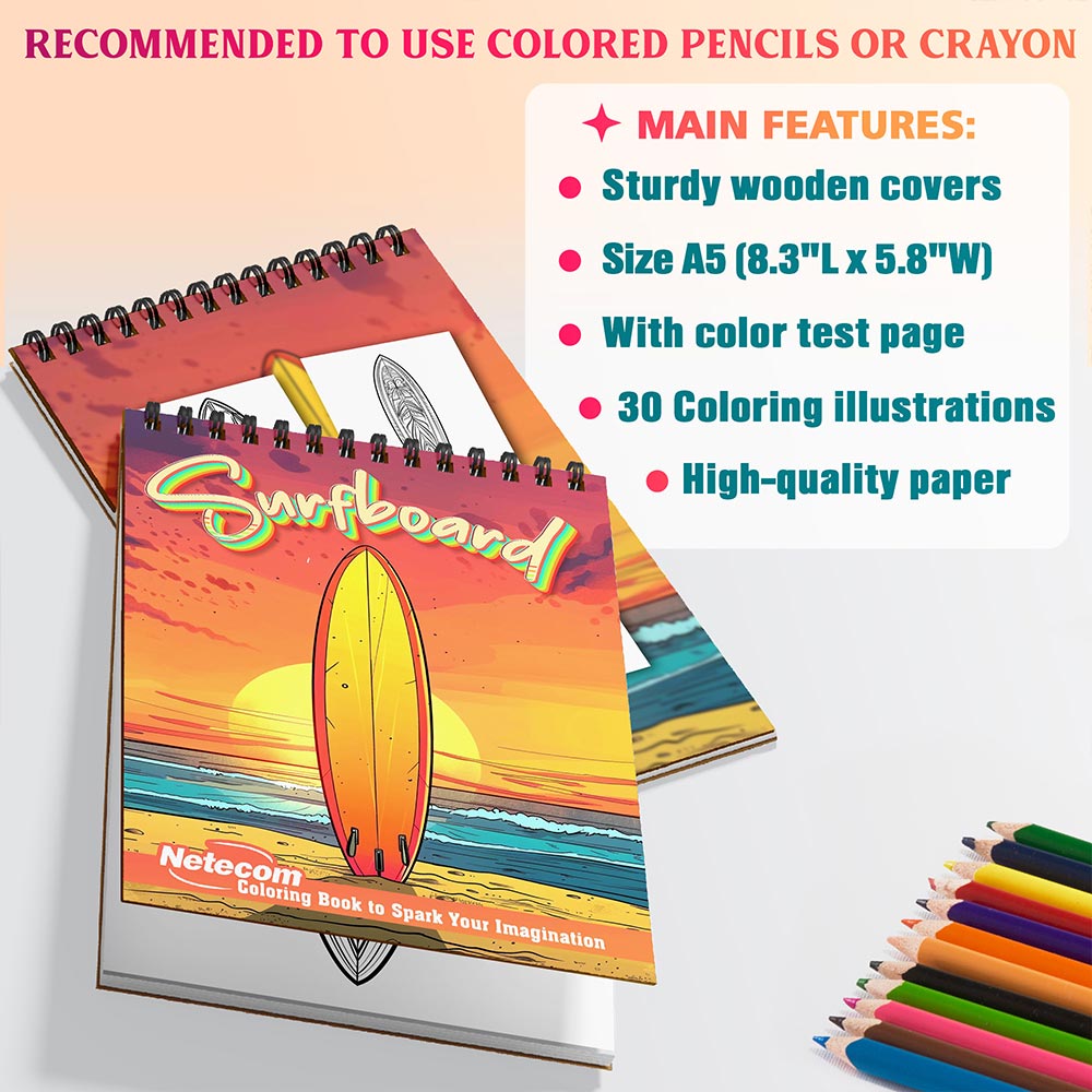 Netecom Surfboard Coloring Sheets For Adults