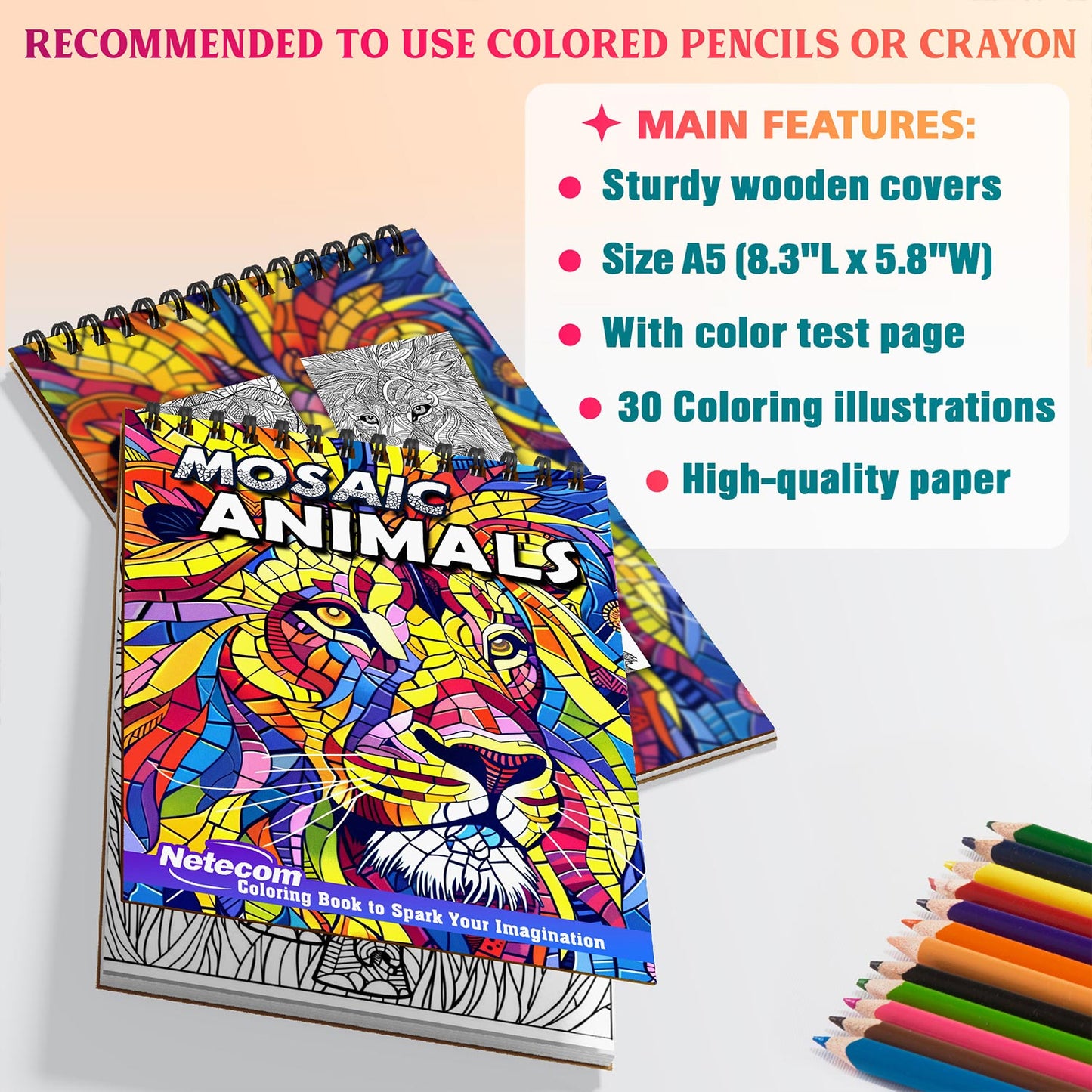 Netecom Mosaic Animals Coloring Sheets For Adults