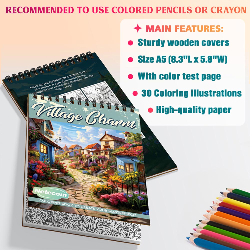 Netecom Village Charm Coloring Sheets For Adults