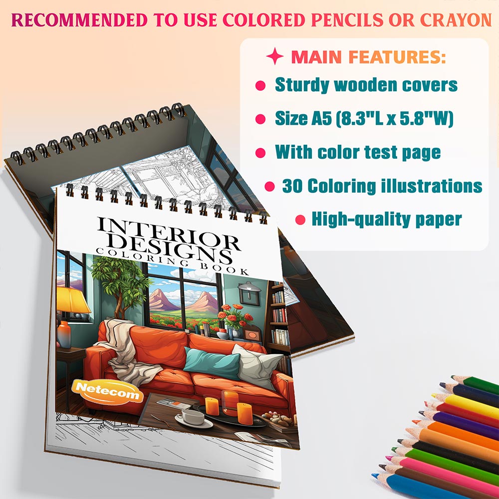 Netecom Interior Design Coloring Sheets For Adults