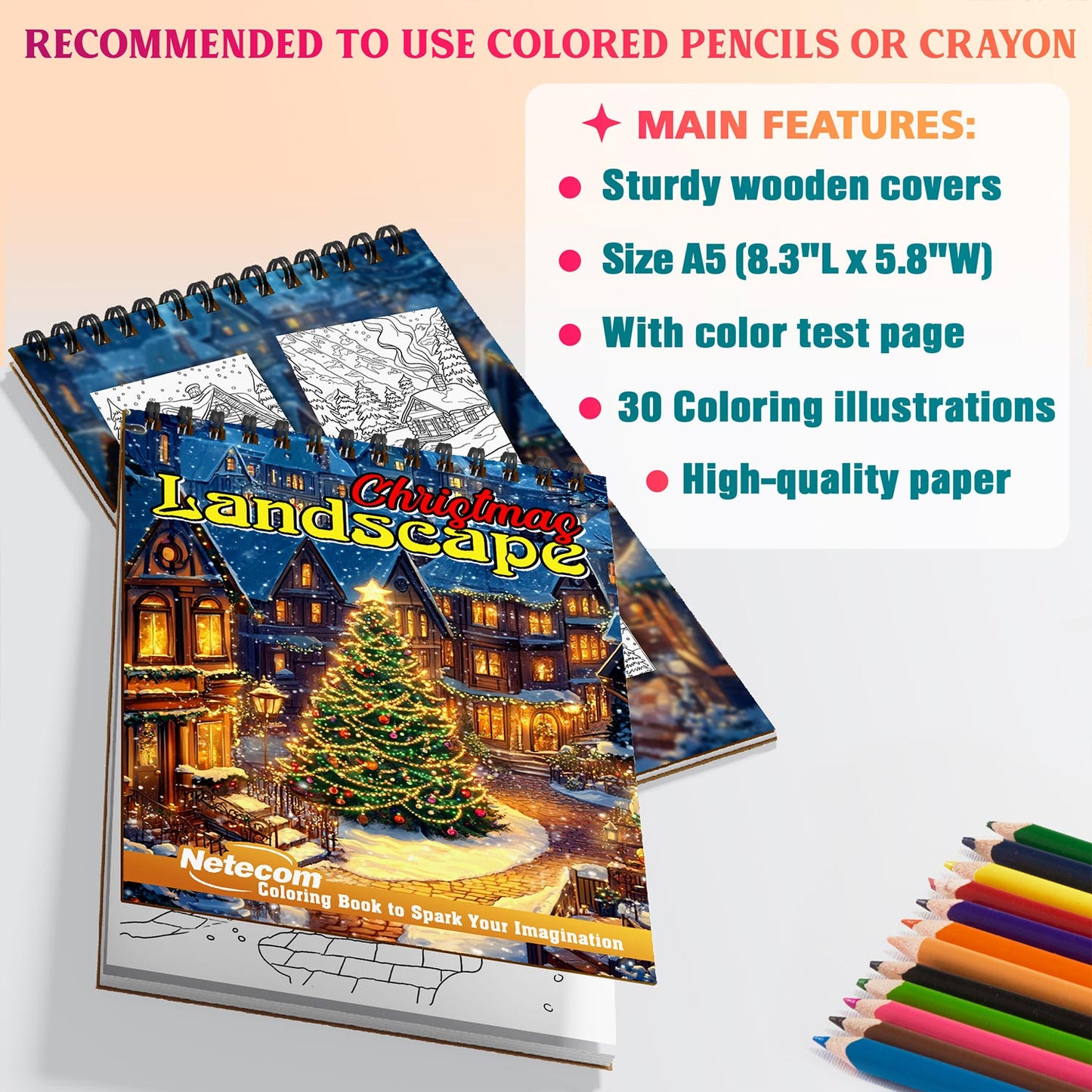 Netecom Christmas Landscape Coloring Sheets For Adults