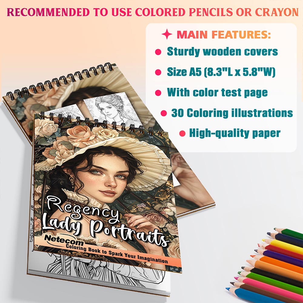 Netecom Regency Lady Portraits Coloring Sheets For Adults