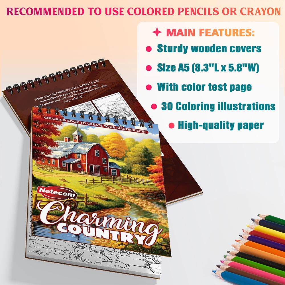 Netecom Charming Country Coloring Sheets For Adults