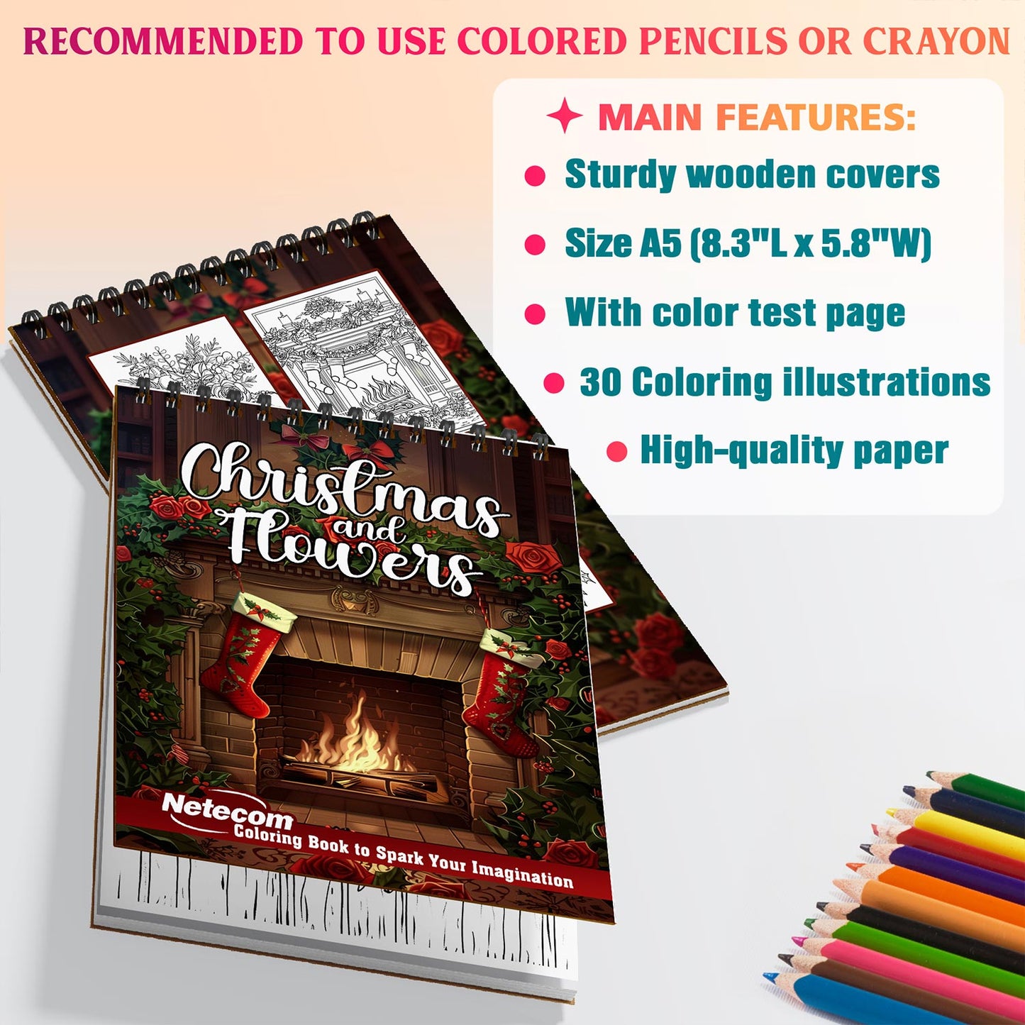 Netecom Christmas and Flowers Crafts Coloring Sheets For Adults