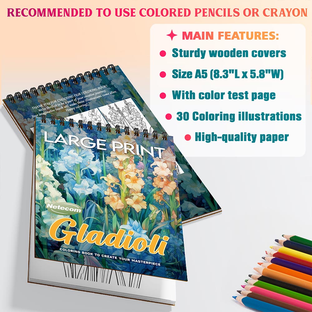 Netecom Large Print Gladioli Coloring Sheets For Adults