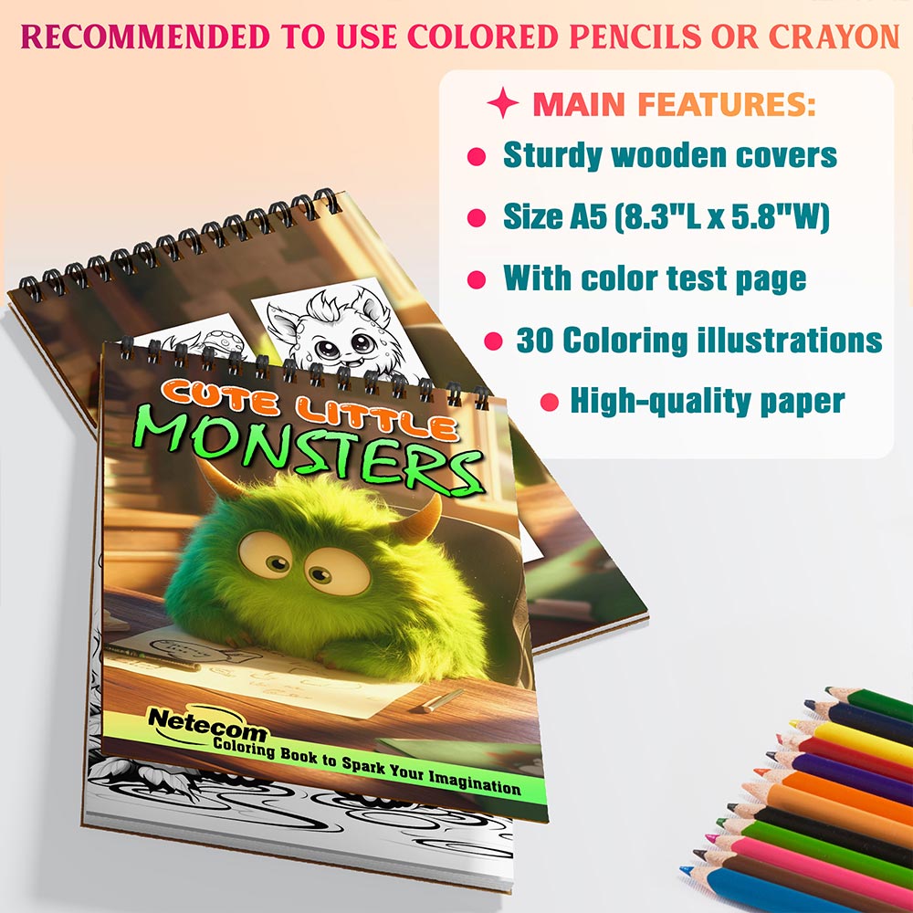 Netecom Cute Little Monsters Coloring Sheets For Adults