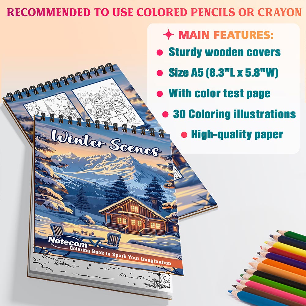 Netecom Winter Scenes Coloring Sheets For Adults