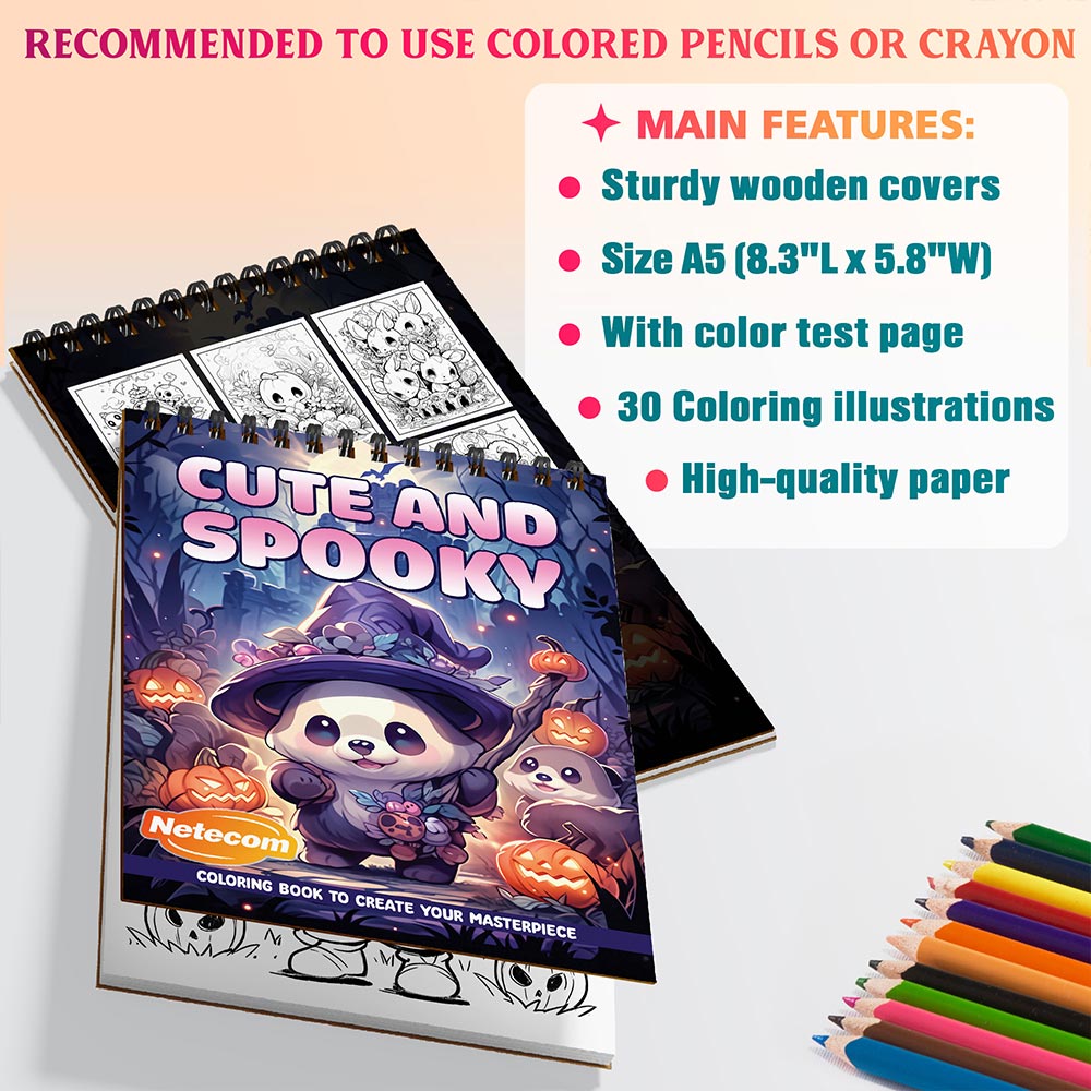 Netecom Cute and Spooky Coloring Sheets For Adults