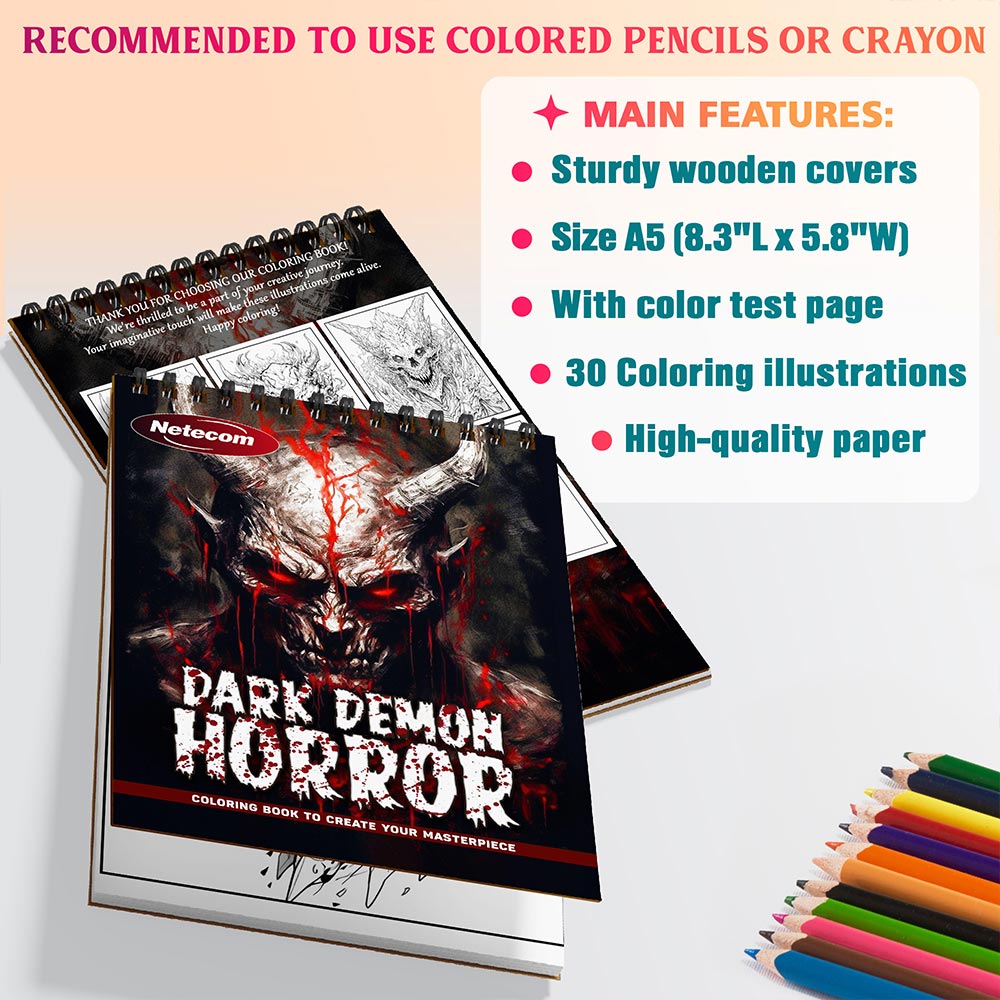 Netecom Dark Demon Horror Coloring Sheets For Adults