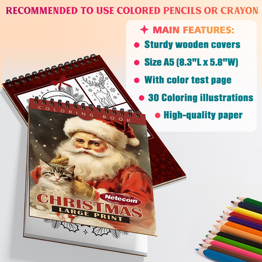 Netecom Large Print Christmas Coloring Sheets For Adults