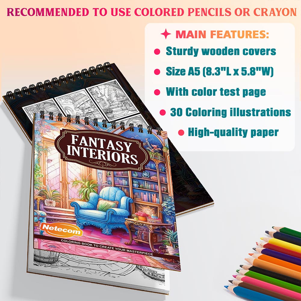 Netecom Fantasy Interiors Coloring Sheets For Adults