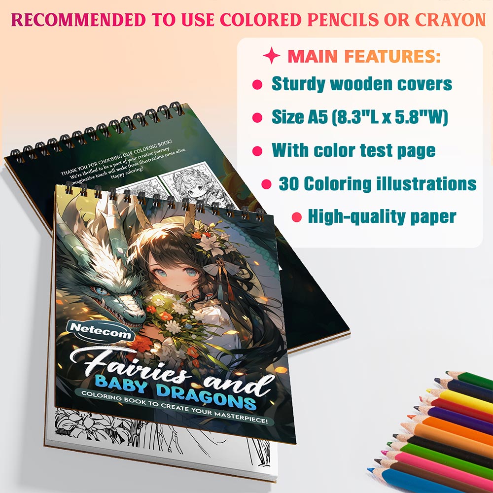 Netecom Fairies and Baby Dragons Coloring Sheets For Adults