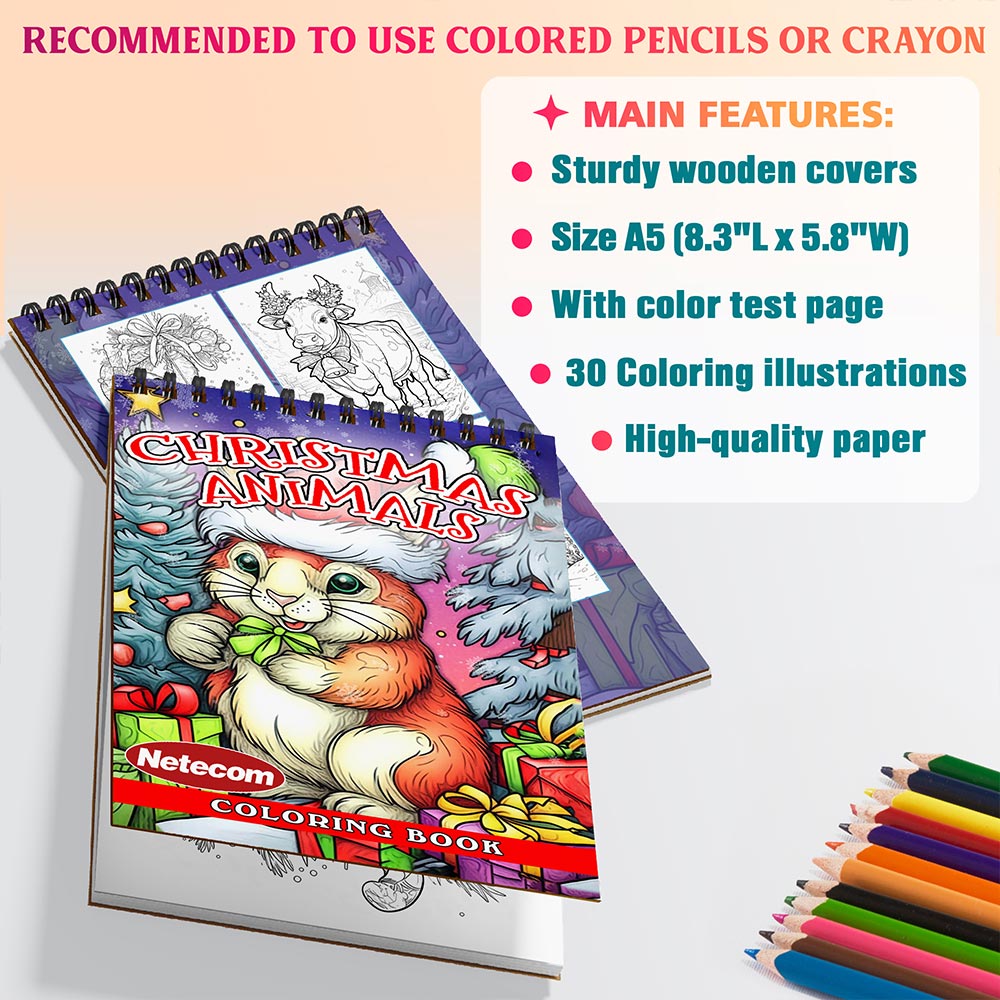 Netecom Christmas Animals Coloring Sheets For Adults