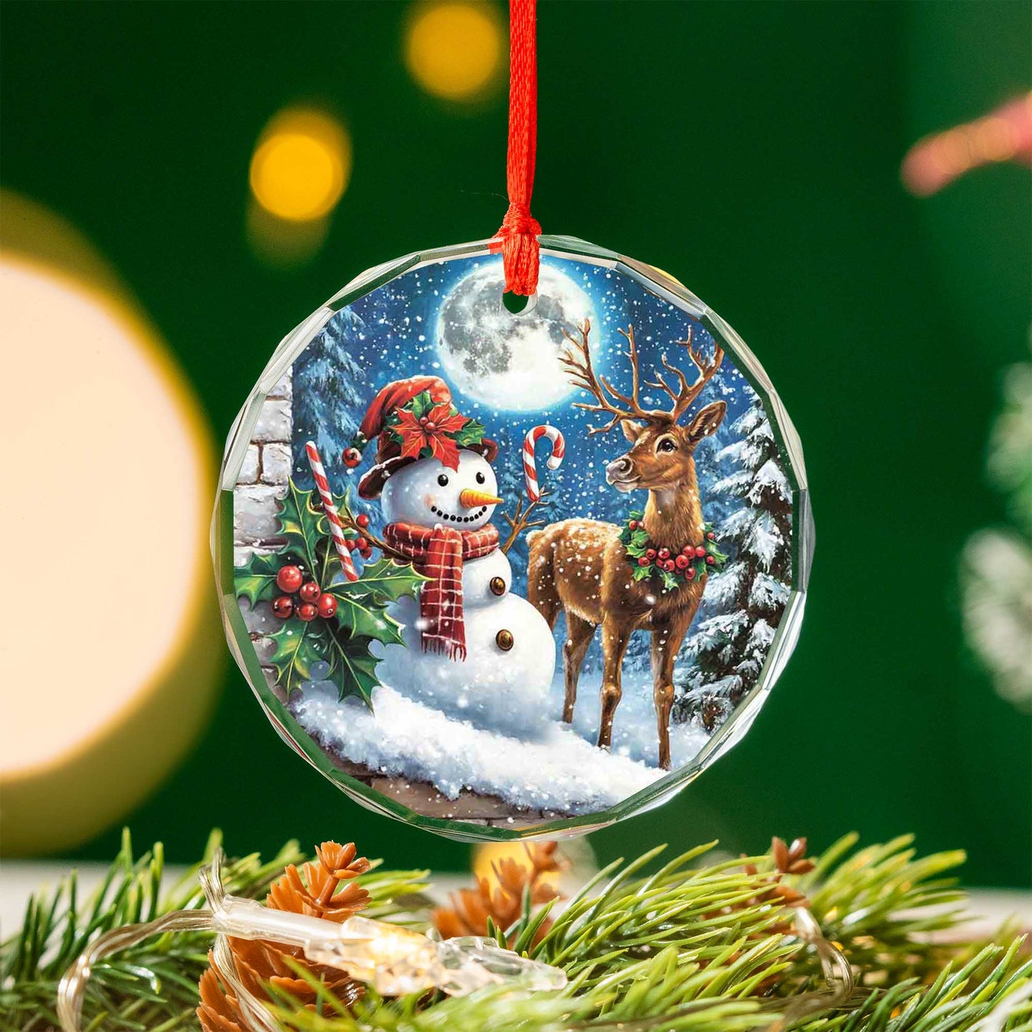 Netecom Snowman and Reindeer Christmas Ornament – Beautiful Holiday Decoration, Ideal Gift Keepsake, 3 in