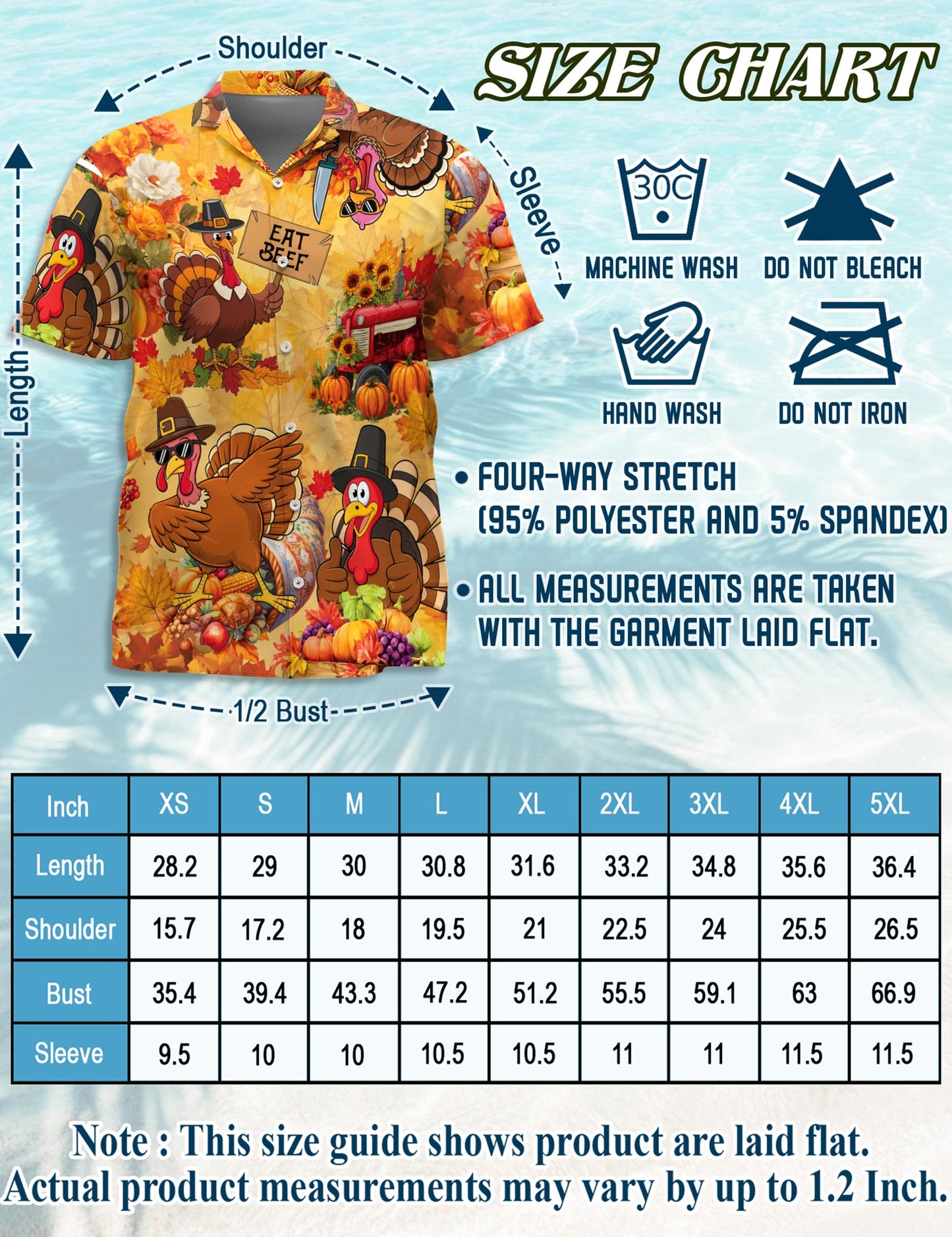 Netecom Funny Thanksgiving Turkey Hawaiian Shirt for Men, Funny Eat Beef Print Holiday Button Down Shirt, S-5XL