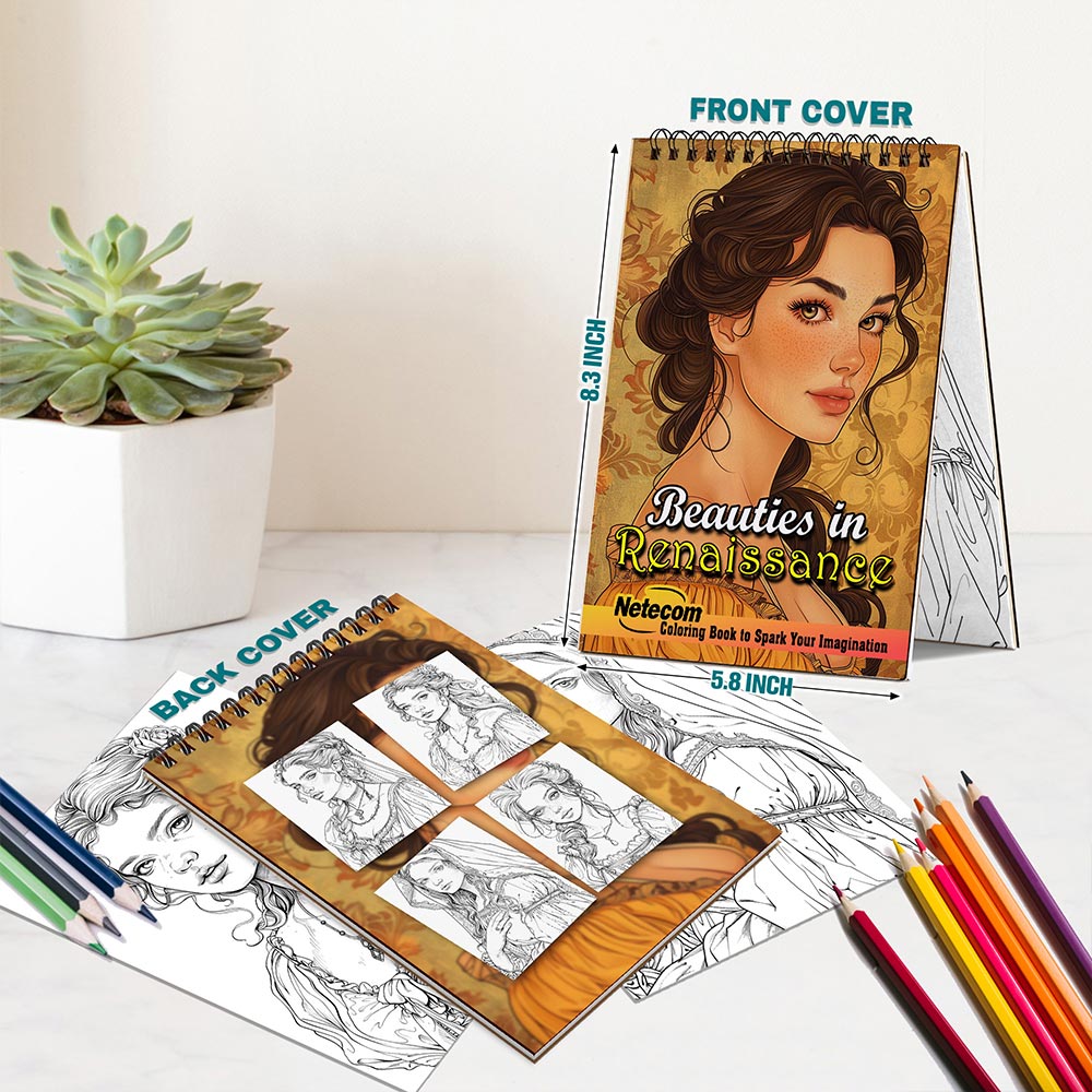 Netecom Beauties in Renaissance Spiral Bound Coloring Book For Adults
