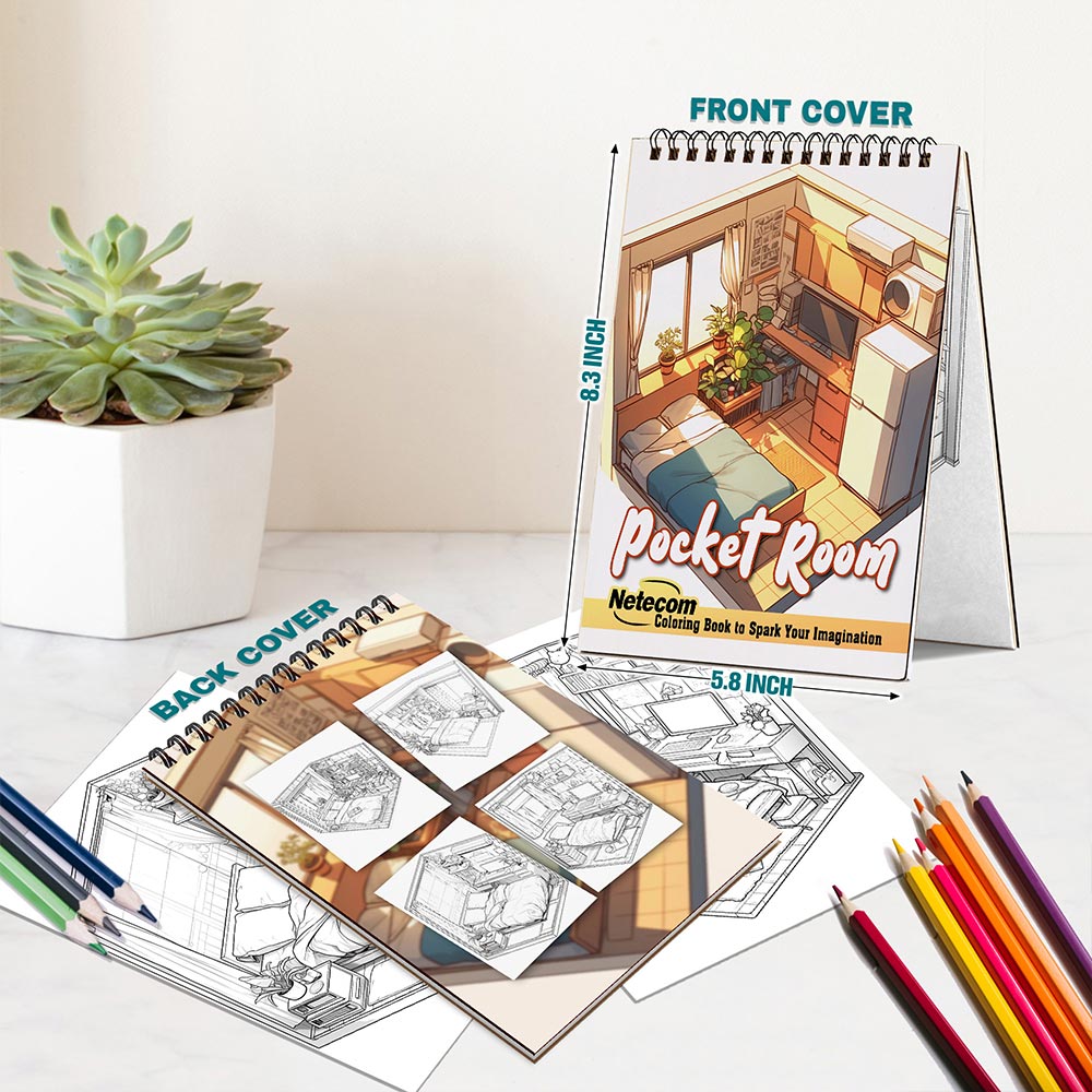 Netecom Pocket Room Spiral Bound Coloring Book For Adults