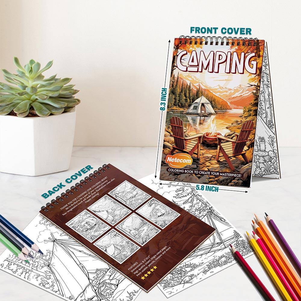 Netecom Camping Spiral Bound Coloring Book For Adults