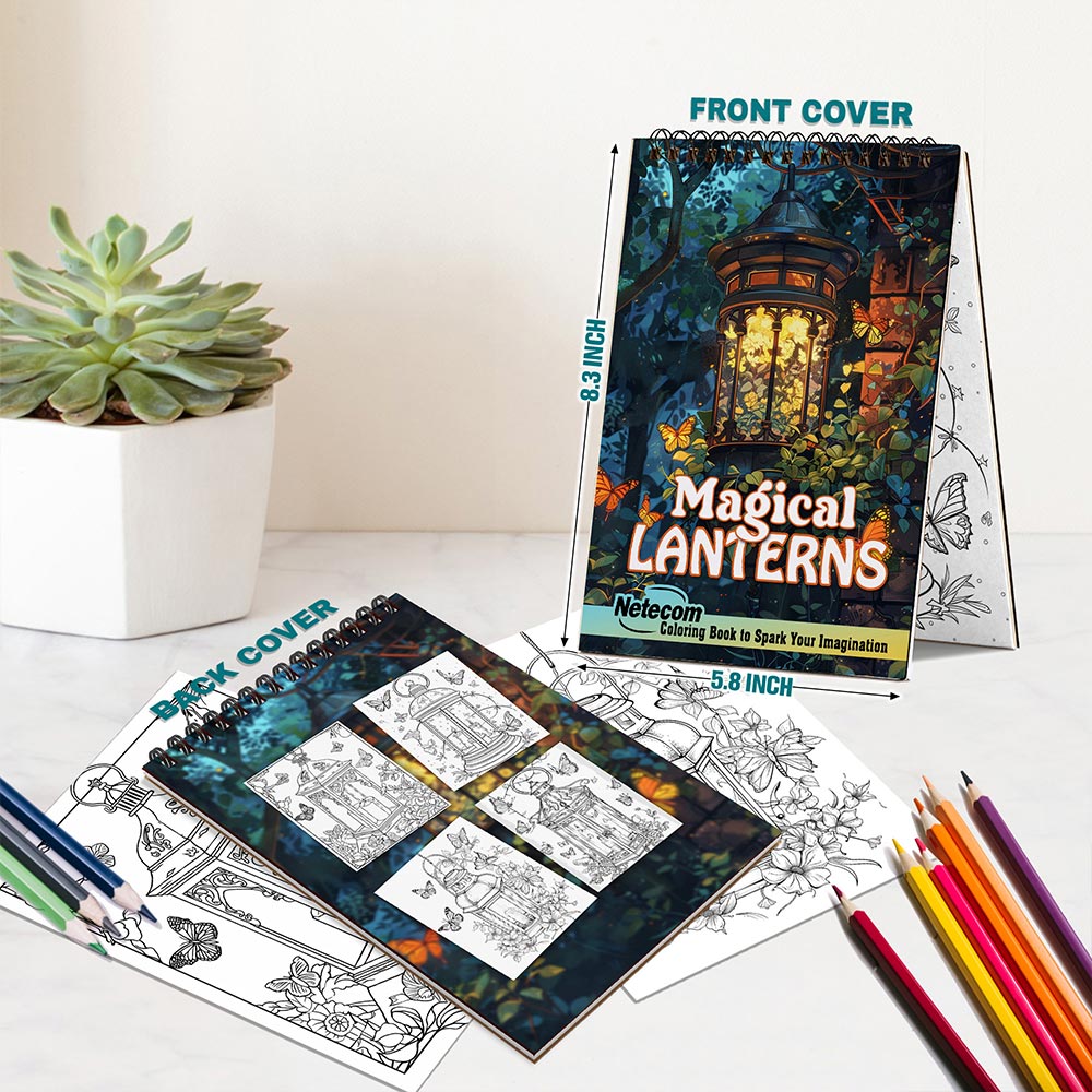 Netecom Magical Lanterns Spiral Bound Coloring Book For Adults