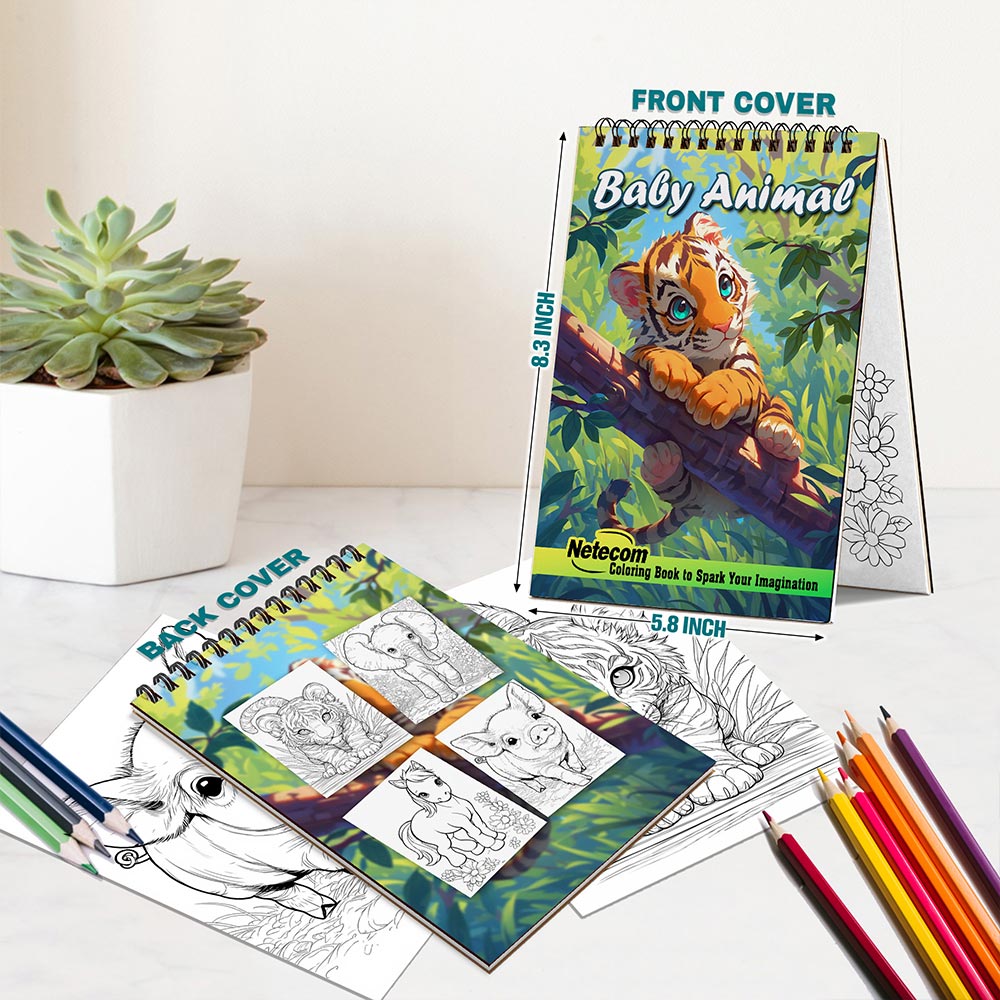 Netecom Baby Animal Spiral Bound Coloring Book For Adults