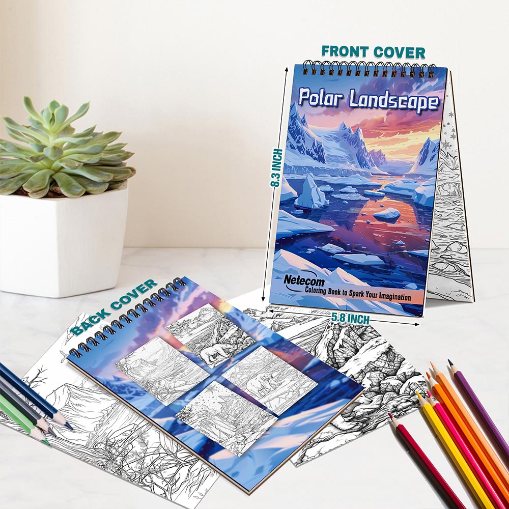 Netecom Polar Landscape Spiral Bound Coloring Book For Adults