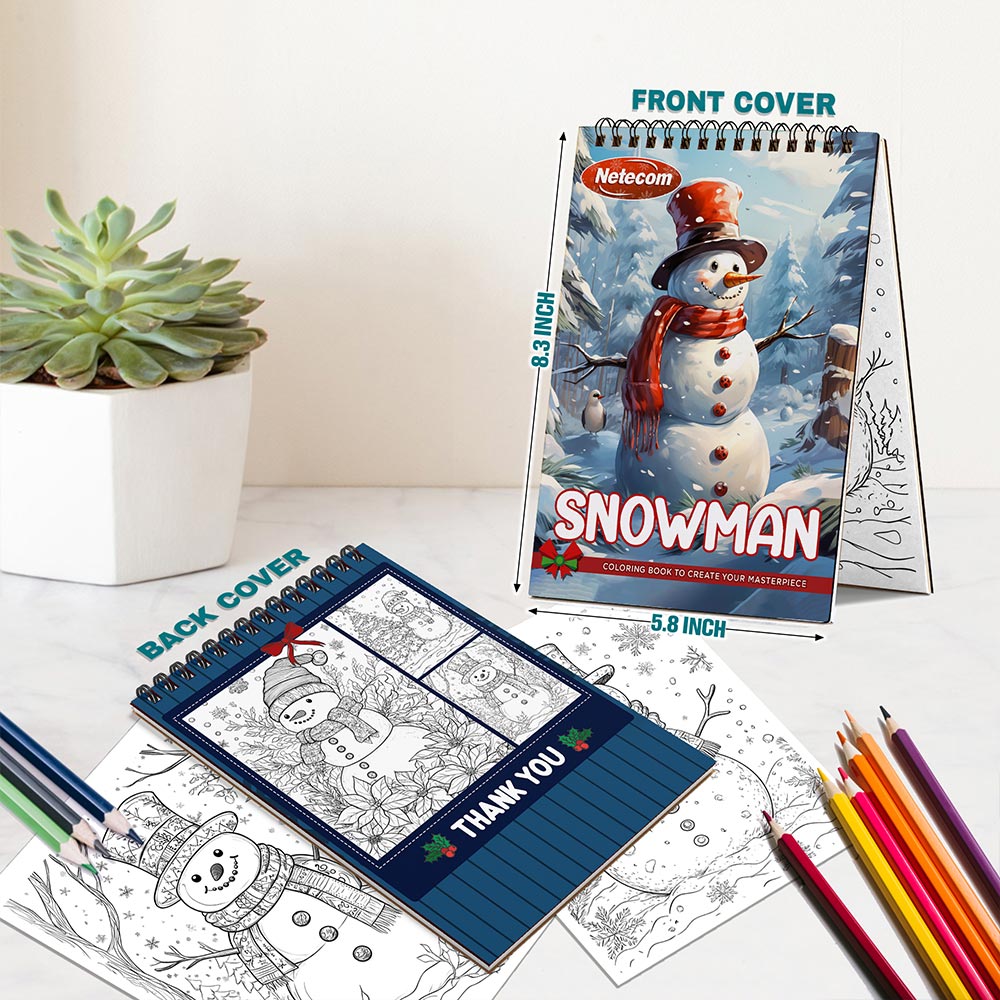 Netecom Snowman Spiral Bound Coloring Book For Adults