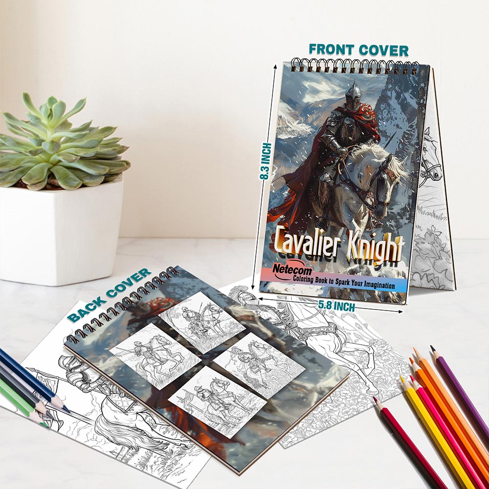 Netecom Cavalier Knight Spiral Bound Coloring Book For Adults