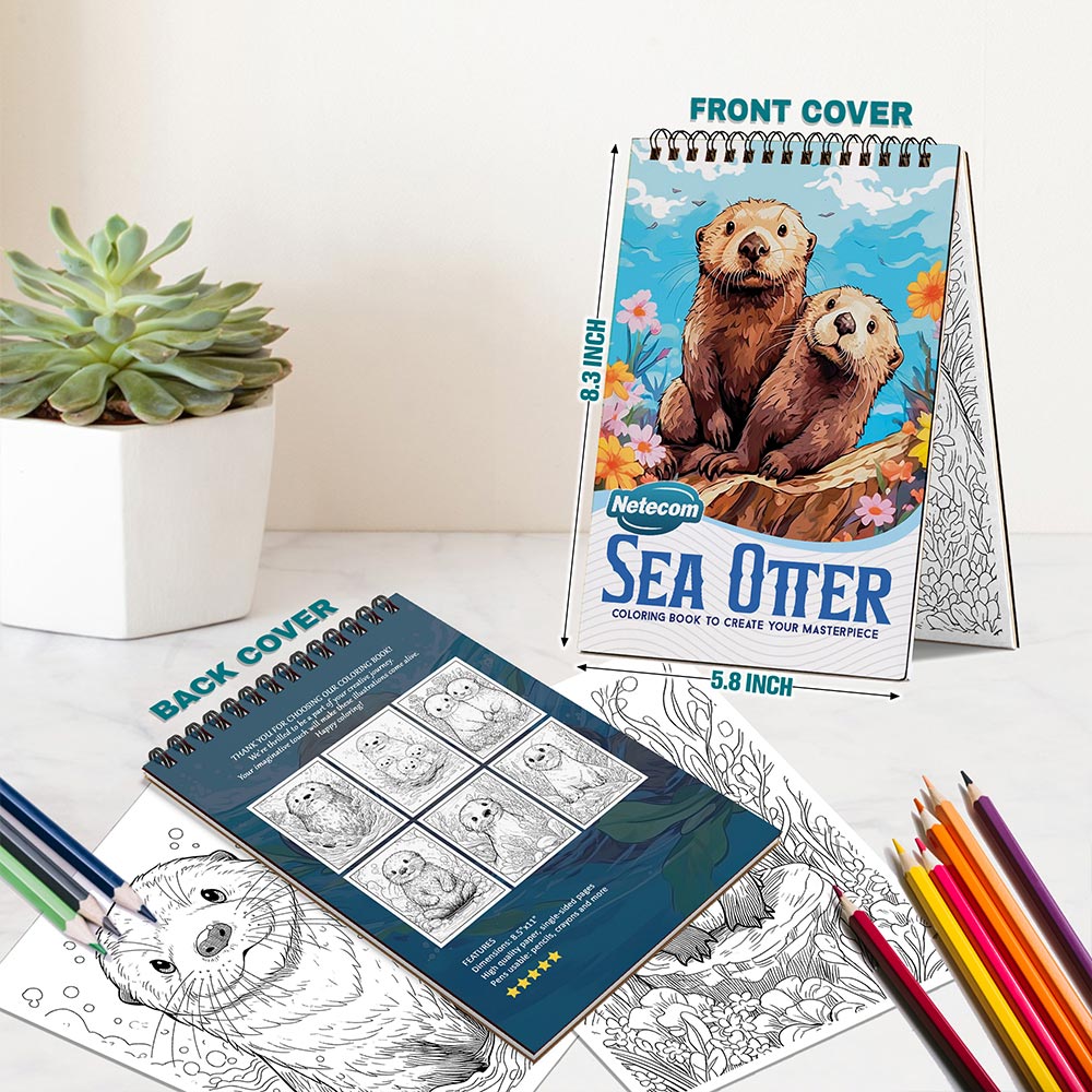 Netecom Sea Otter Spiral Bound Coloring Book For Adults