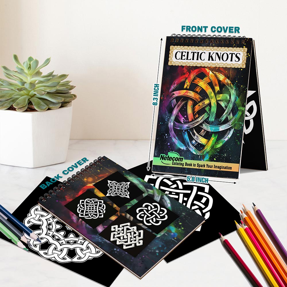 Netecom Celtic Knots Spiral Bound Coloring Book For Adults