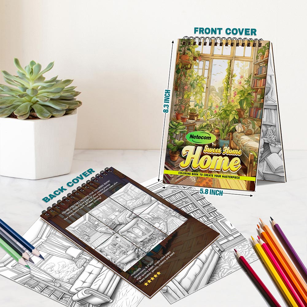 Home Sweet Home Spiral Bound Coloring Book For Adults