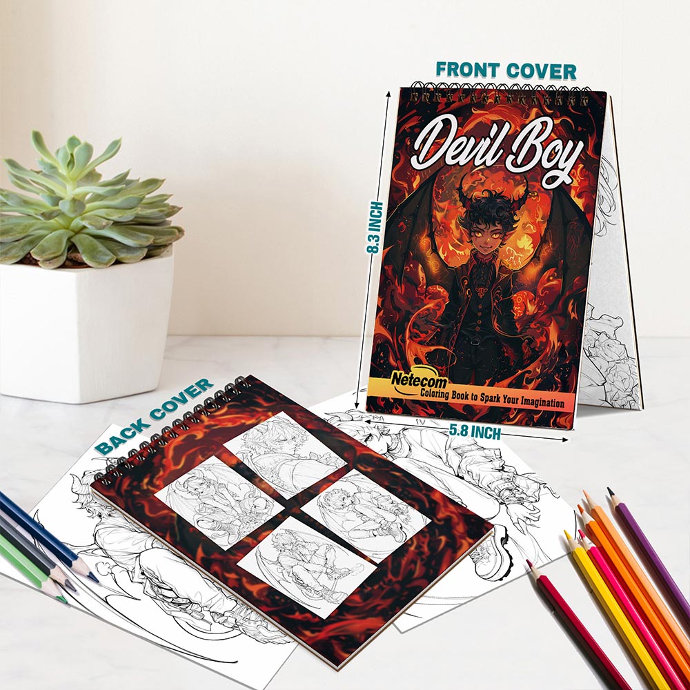 Netecom Devil Boy Spiral Bound Coloring Book For Adults
