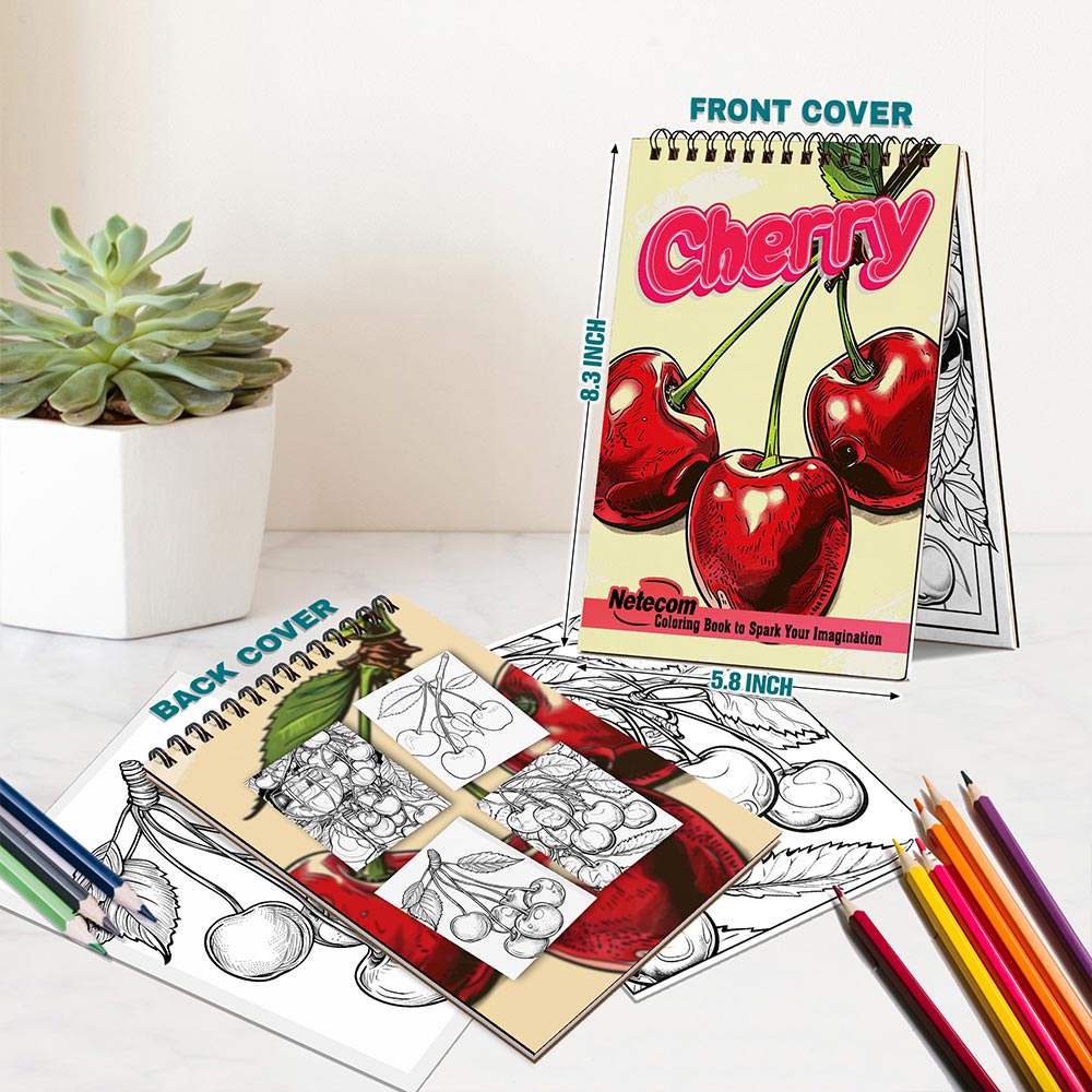 Netecom Cherry Spiral Bound Coloring Book For Adults