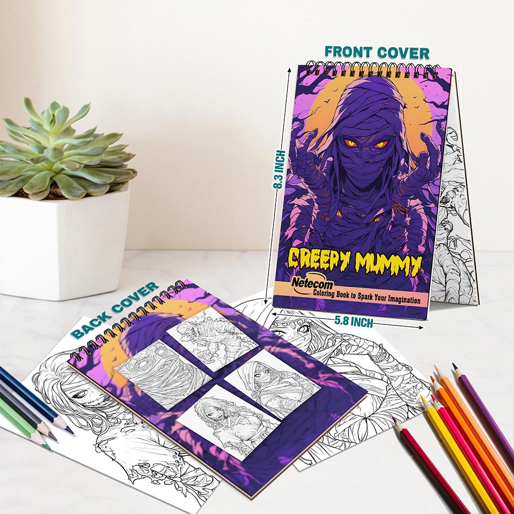Netecom Creepy Mummy Spiral Bound Coloring Book For Adults