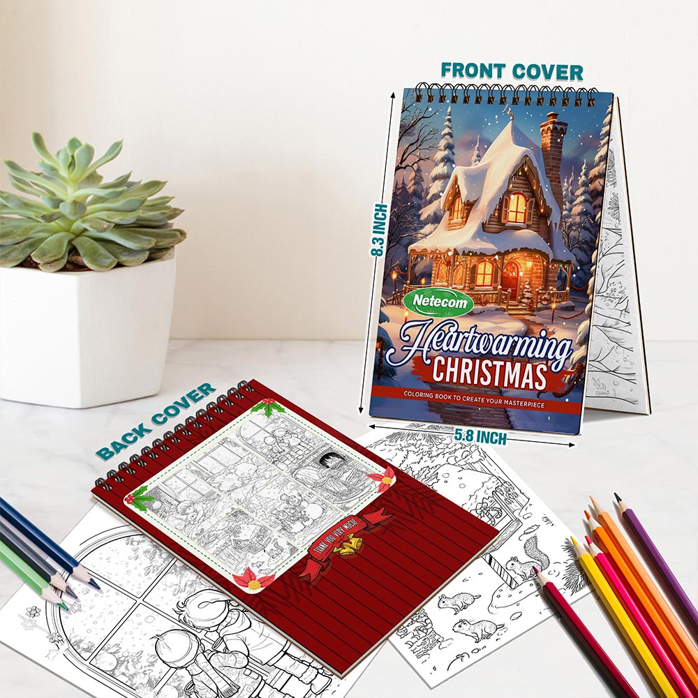 Netecom Heartwarming Christmas Spiral Bound Coloring Book For Adults