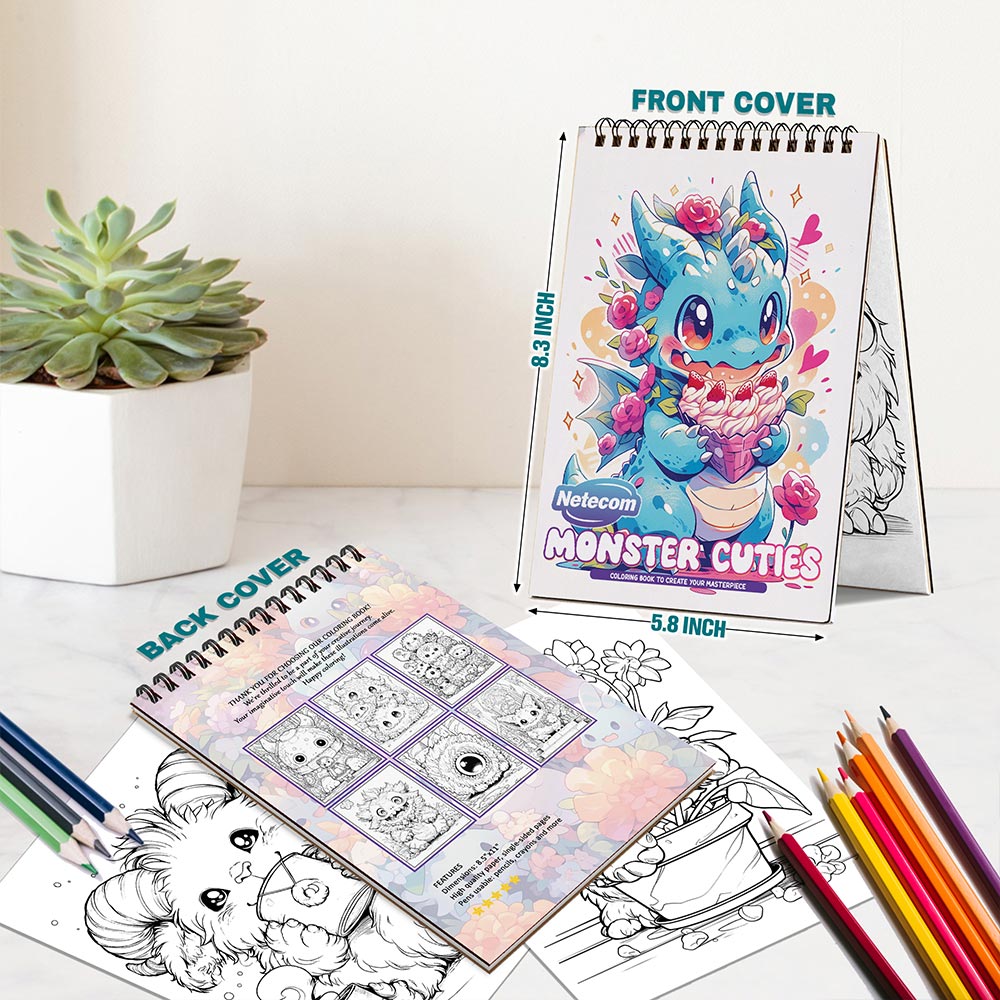 Netecom Monster Cuties Spiral Bound Coloring Book For Adults