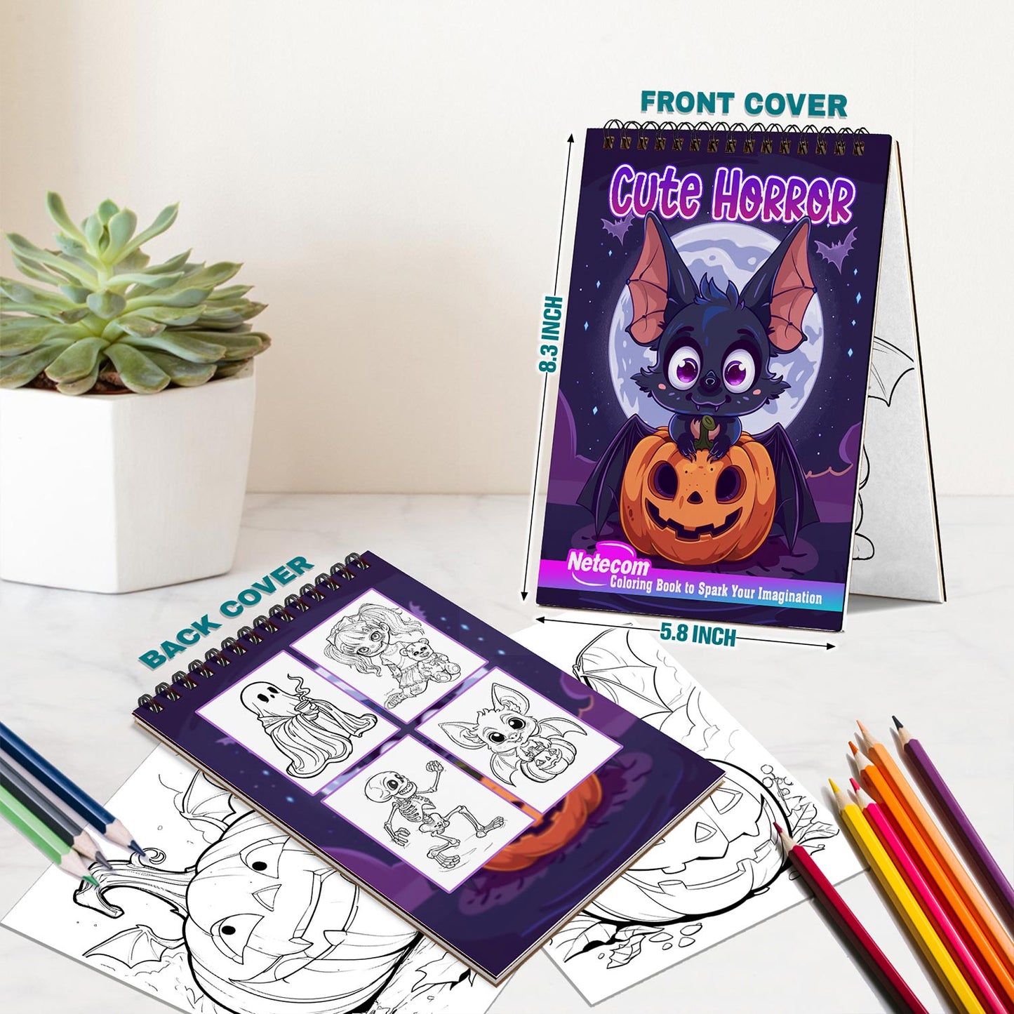 Netecom Cute Horror Spiral Bound Coloring Book For Adults