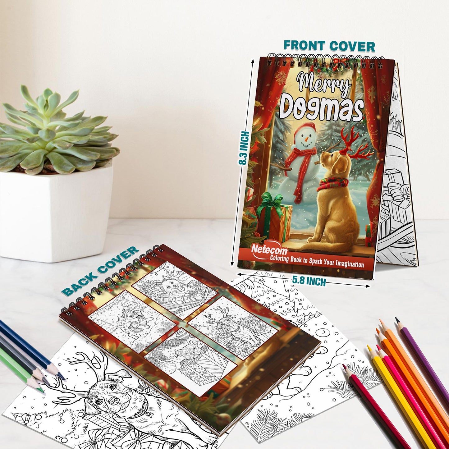 Netecom Merry Dogmas Spiral Bound Coloring Book For Adults