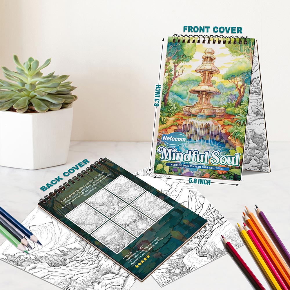 Netecom Mindful Soul Spiral Bound Coloring Book For Adults