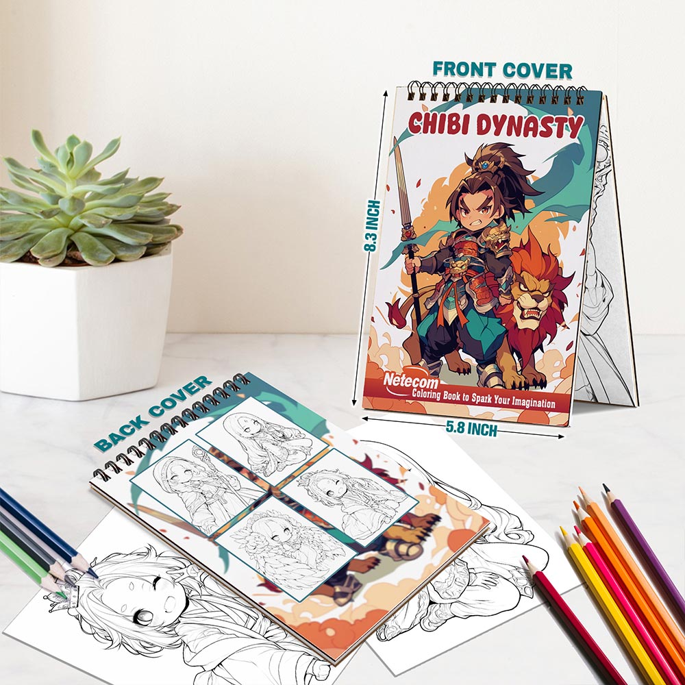 Netecom Chibi Dynasty Spiral Bound Coloring Book For Adults