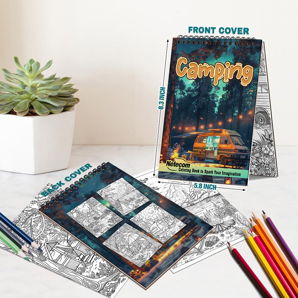 Netecom Camping Spiral Bound Coloring Book For Adults