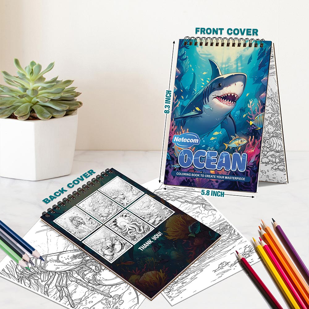 Netecom Ocean Spiral Bound Coloring Book For Adults