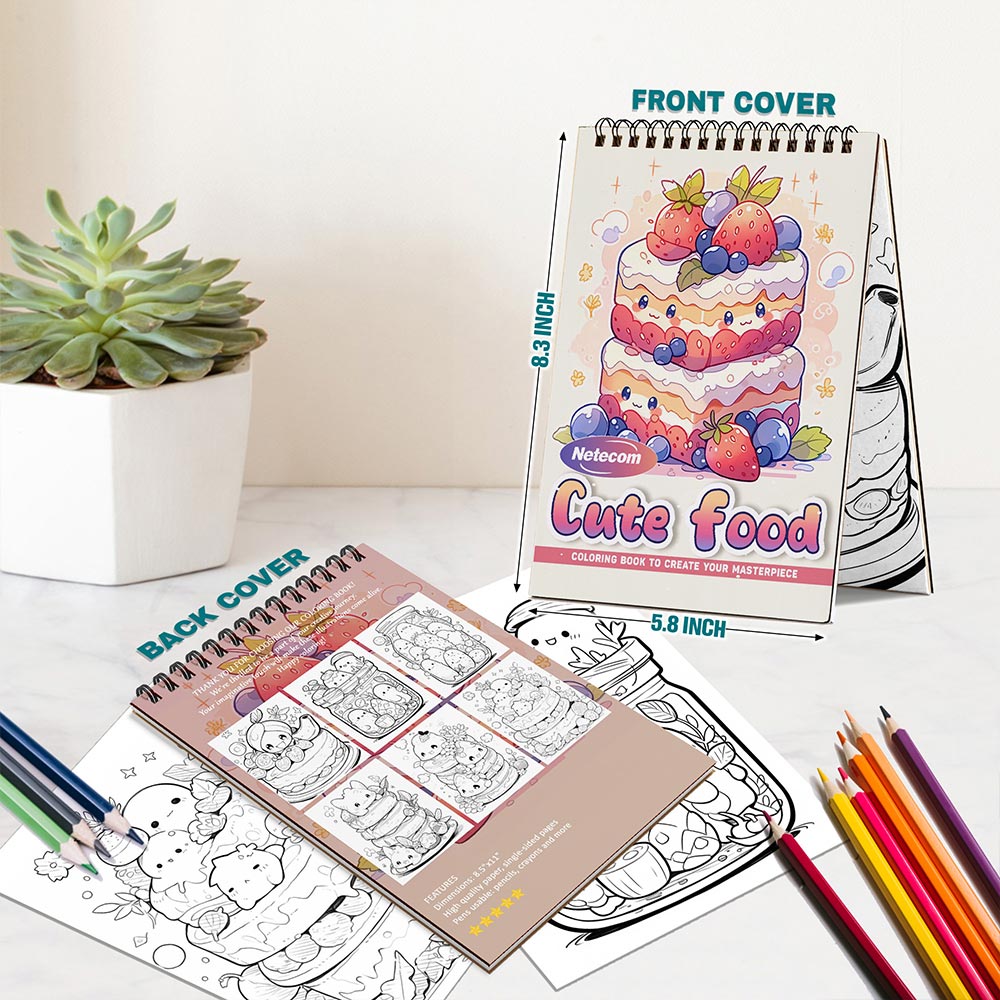 Cute Food Spiral Bound Coloring Book For Adults