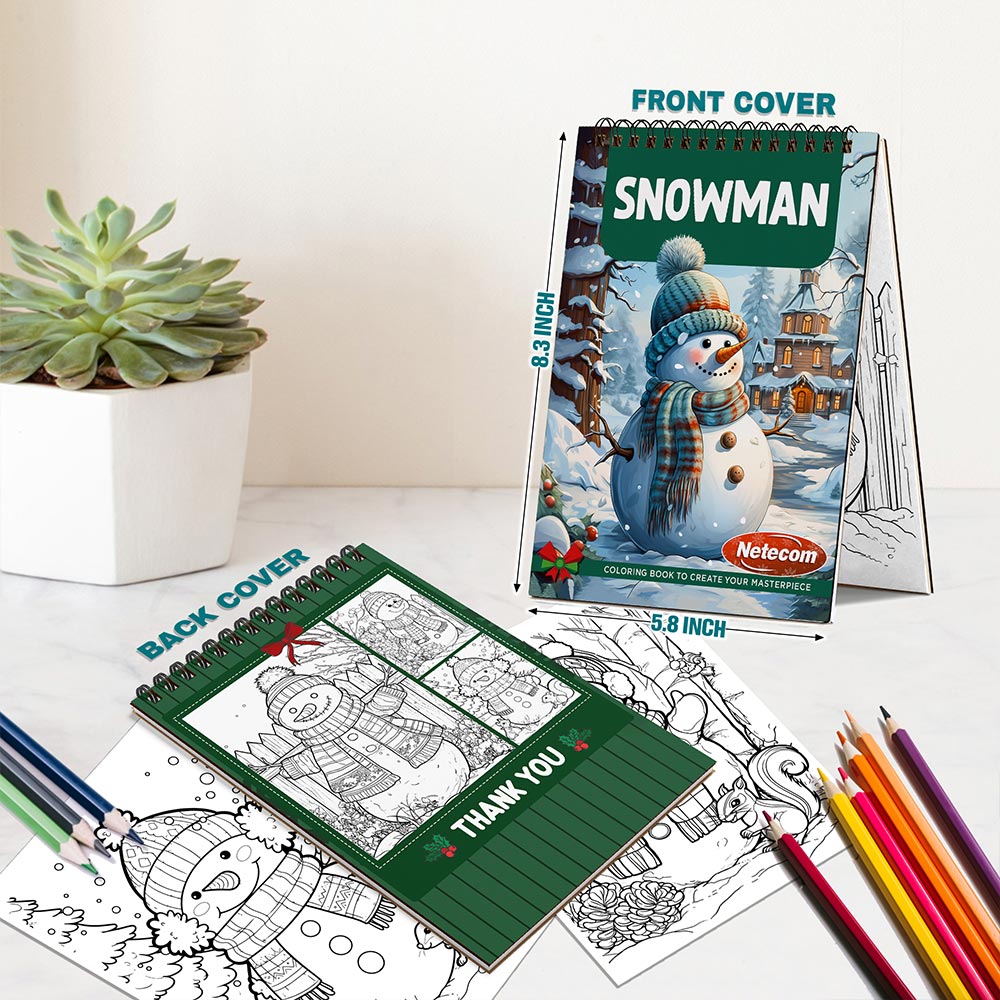 Netecom Snowman Spiral Bound Coloring Book For Adults