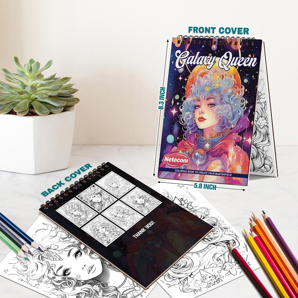 Netecom Galaxy Queen Spiral Bound Coloring Book For Adults