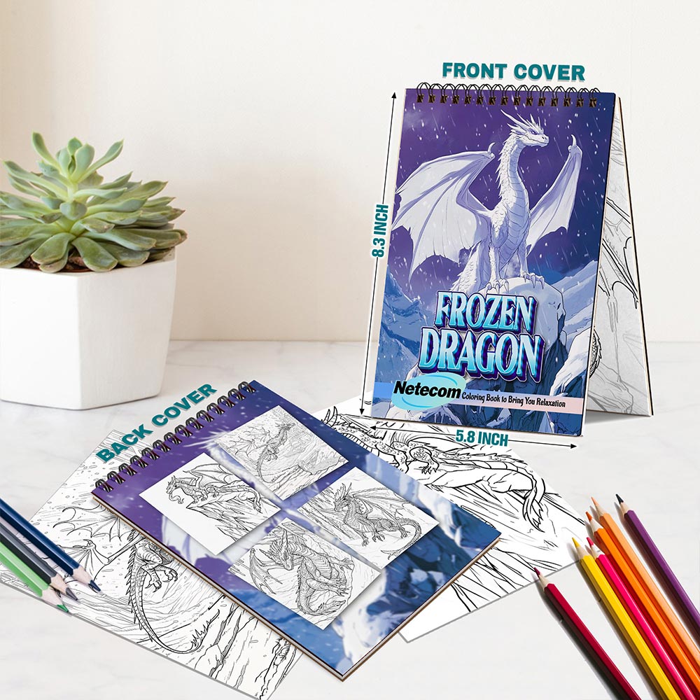 Netecom Frozen Dragon Spiral Bound Coloring Book For Adults
