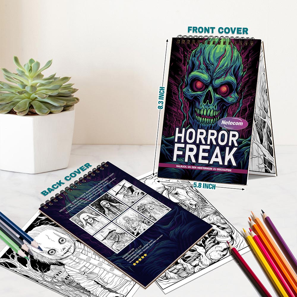 Netecom Horror Freak Spiral Bound Coloring Book For Adults