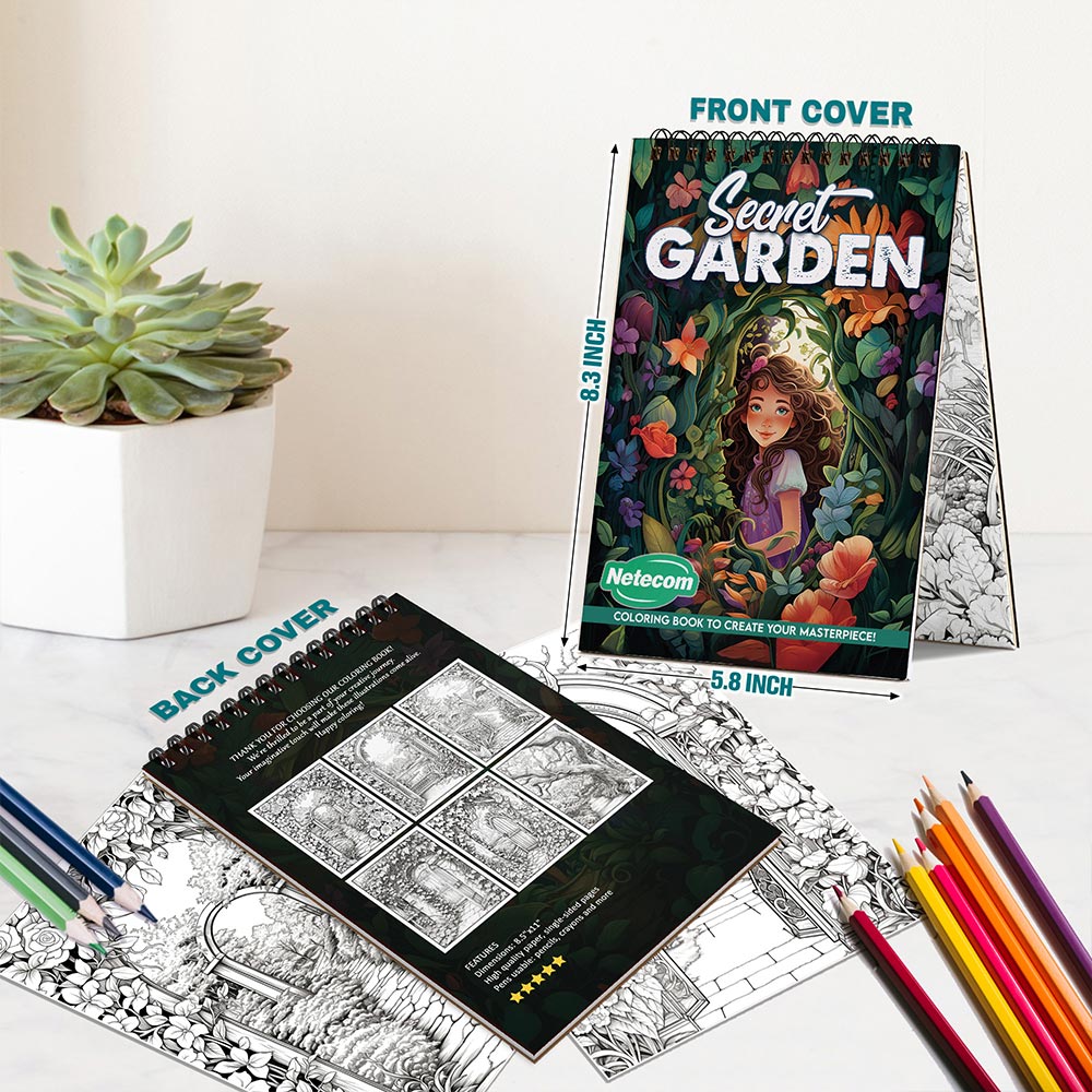 Netecom Secret Garden Spiral Bound Coloring Book For Adults