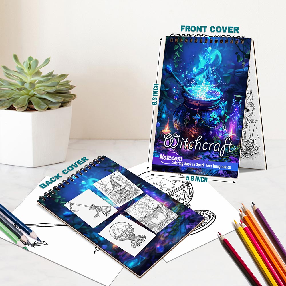 Netecom Witchcraft Spiral Bound Coloring Book For Adults