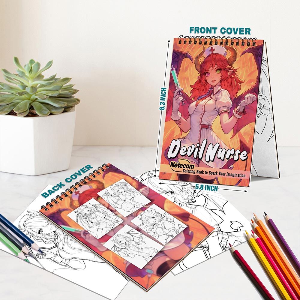 Netecom Devil Nurse Spiral Bound Coloring Book For Adults